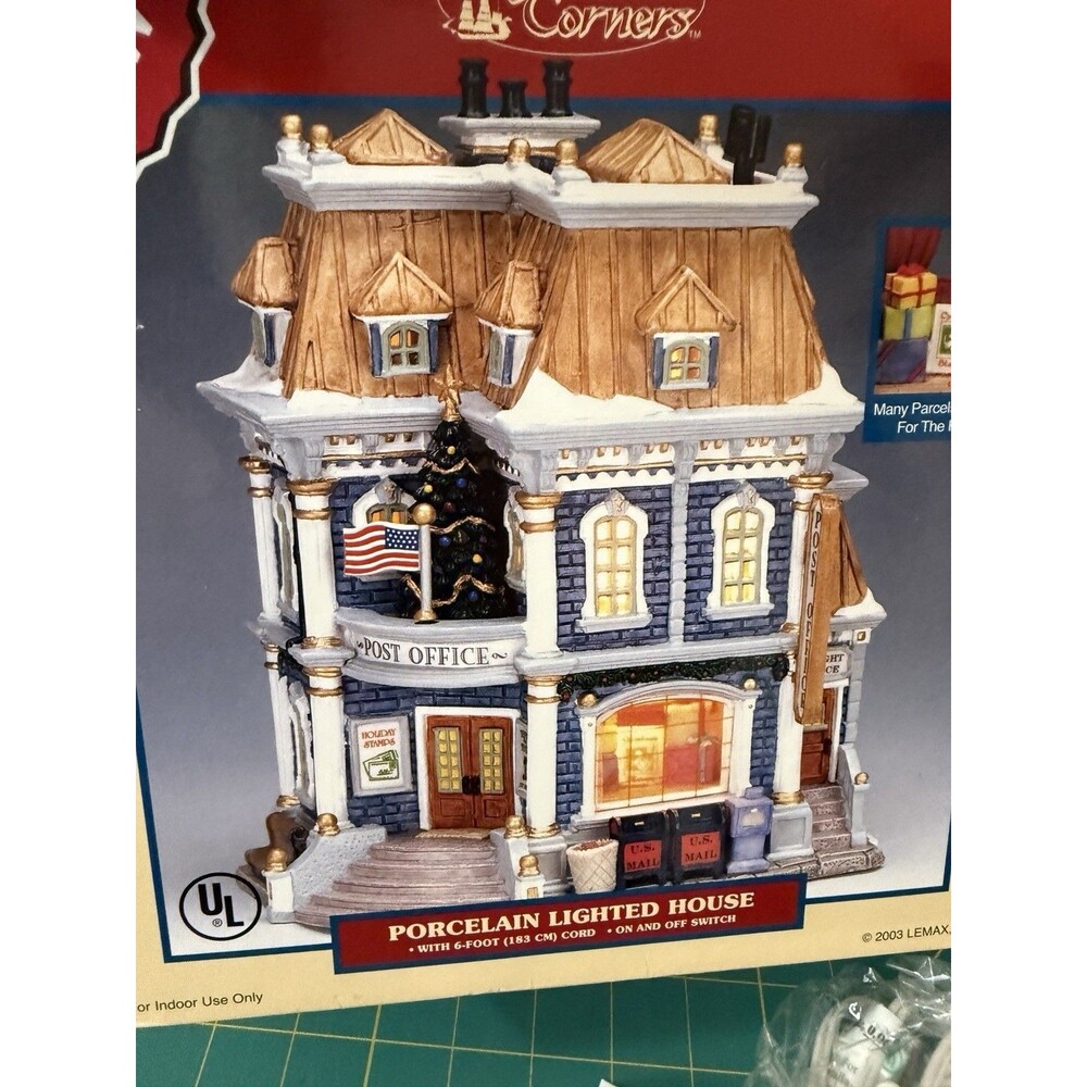 2003 LEMAX Plymouth Corners Post Office Lighted Christmas Village House
